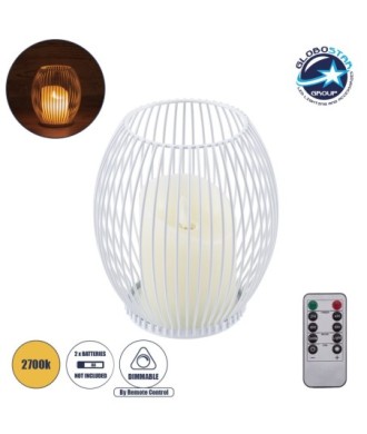 GloboStar® CANDLE 76490 Διακοσμητικό Realistic Κερί με LED Εφέ Κινούμενης Φλόγας - Μπαταρίας 2 x AA (Δεν Συμπεριλαμβάνονται) & Ασύρματο Χειριστήριο IR Θερμό Λευκό 2700K Dimmable Λευκό Φ14 x Υ16cm